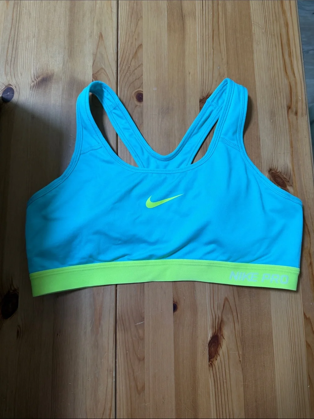 Nike Turquoise Sports Bra with Neon Yellow Band